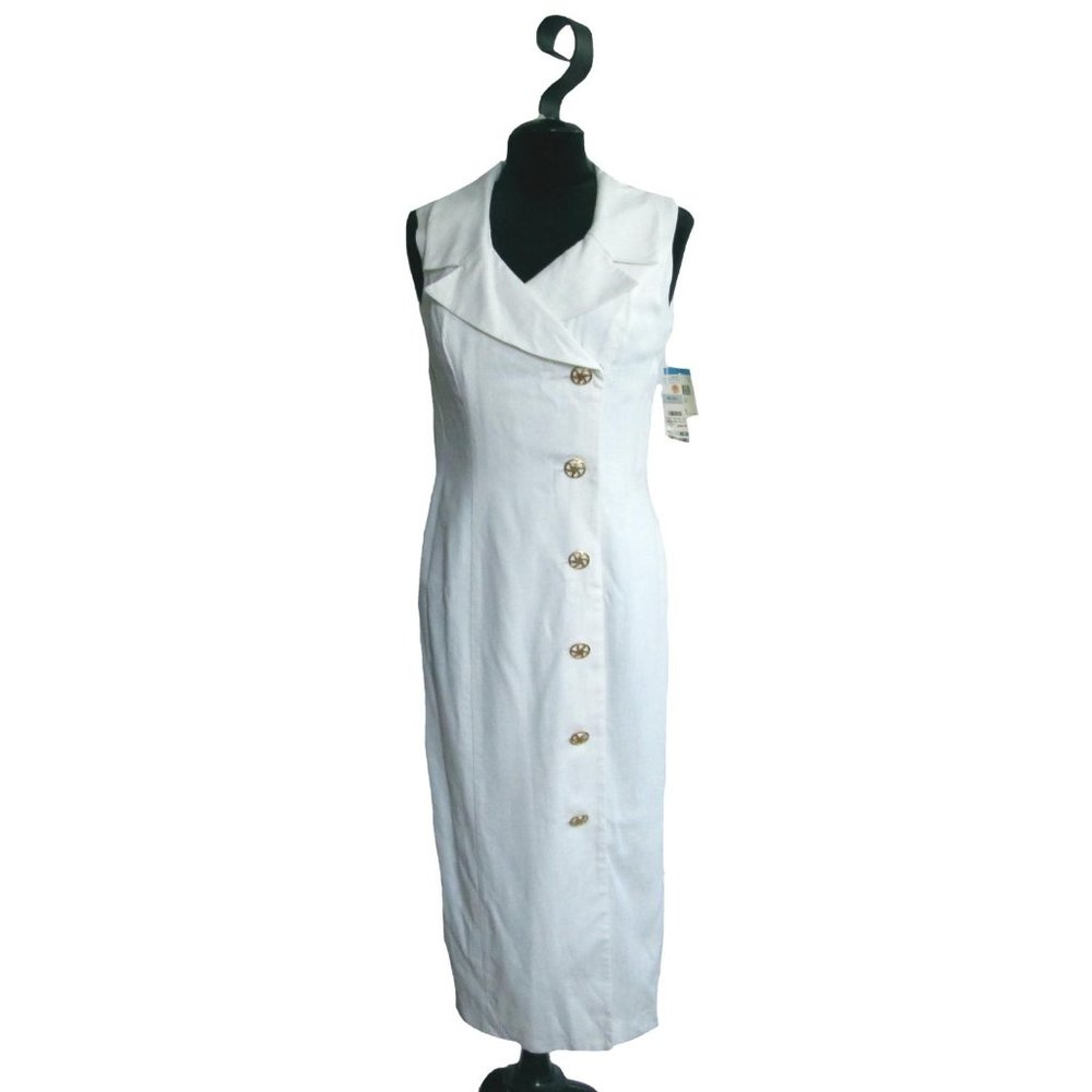 Joan Leslie Cream Linen Dress 8 NWT